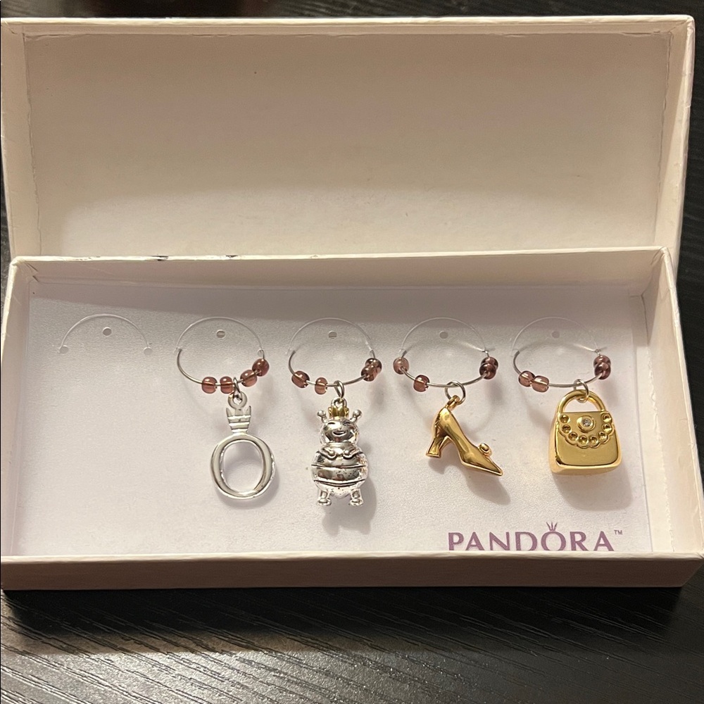 PANDORA Charm Wine Glass Markers NIB